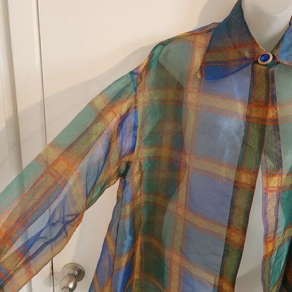 Vintage victoria secret 1990s Sheer Plaid Jacket Size M - Picture 6 of 9